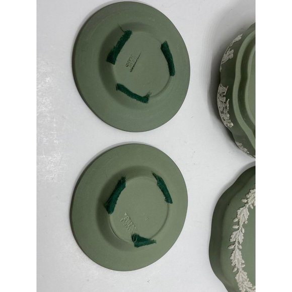 Vintage Wedgewood green ashtray trinket dish container with 2 dishes - Picture 4 of 7